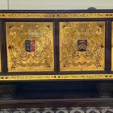 Important buffet / enfilade Art Deco period in polychrome engraved glass.
