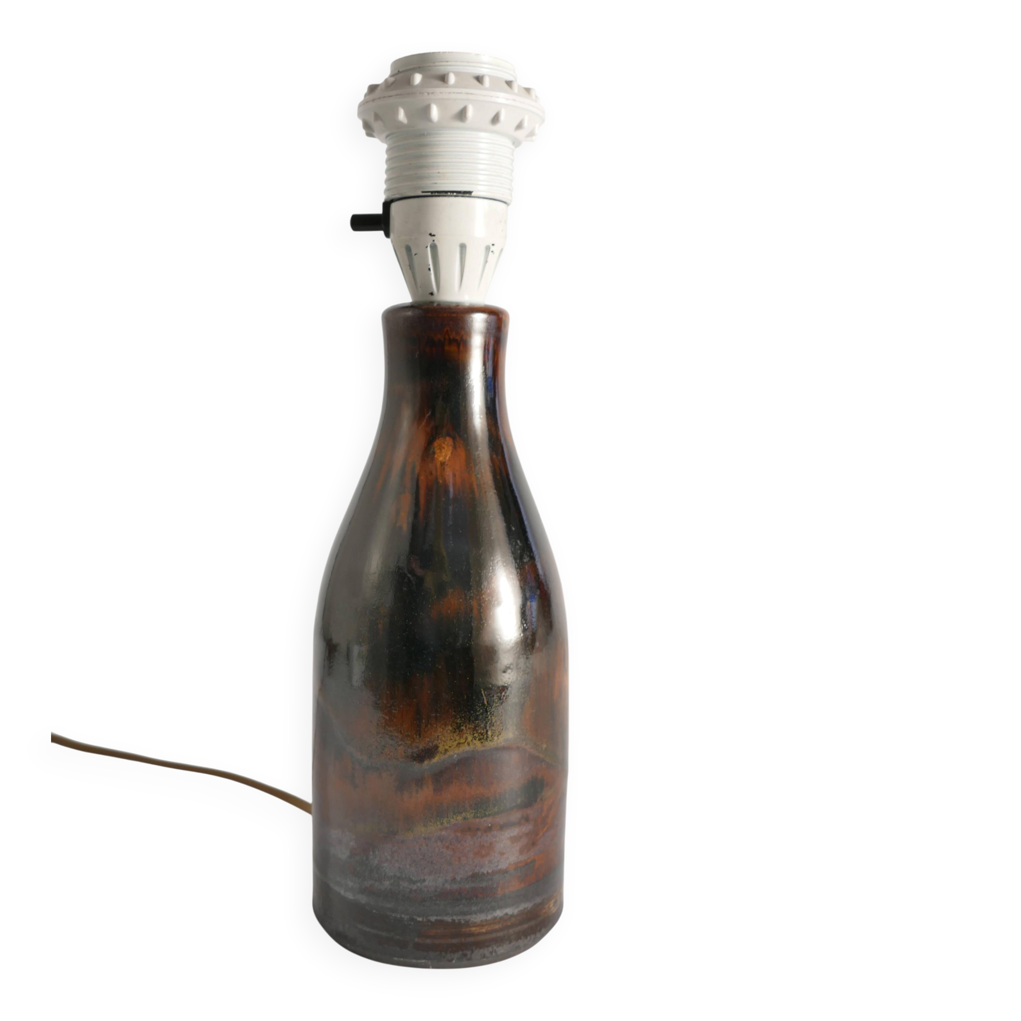 Brown Stoneware Table Lamp by Carl-Harry Stålhane, Designhuset, Sweden 1960s