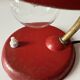 Vintage desk lamp from the 50s/60s in red & brass.