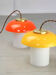 Mid-century Glass & Brass Mushroom Table Lamp, set of 2