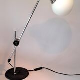 Chrome and white opaline pendulum lamp, 1970.