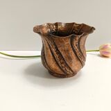 Round Embossed Copper Cachepot / Vase attr. to Egidio Casagrande, Italy