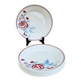 Set of 7 Badonviller Antibes plates with vintage floral decoration.