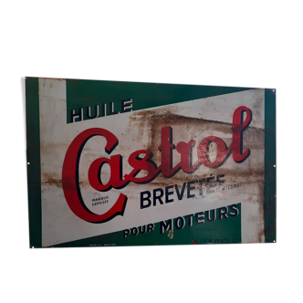 Plaque publicitaire Castrol 120x80 émaillerie Vitracier Japy Neuhaus Paris