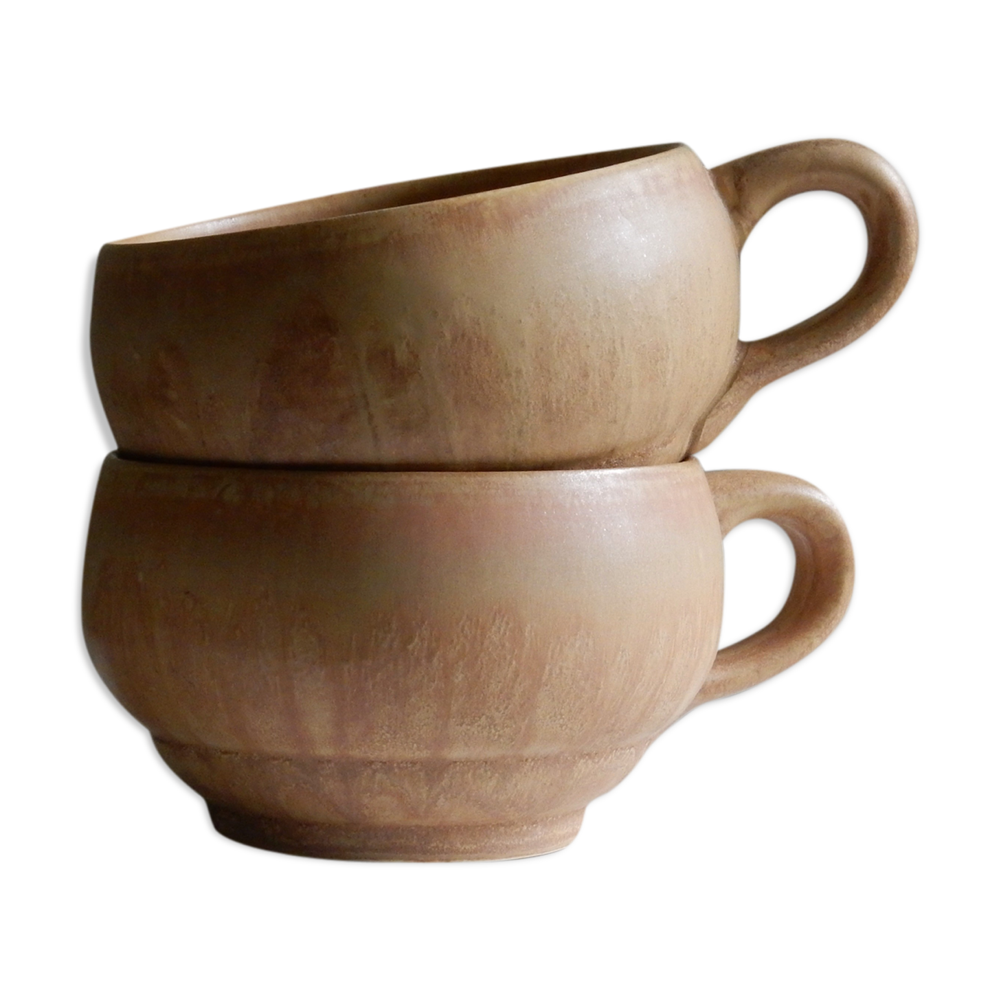 2 enamelled sandstone cups made in France, Rhodaceram 58