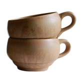 2 tasses en grès émaillé fabriquées France, Rhodaceram 58