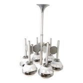 Vintage italian glass globe space age chandelier, 1970s