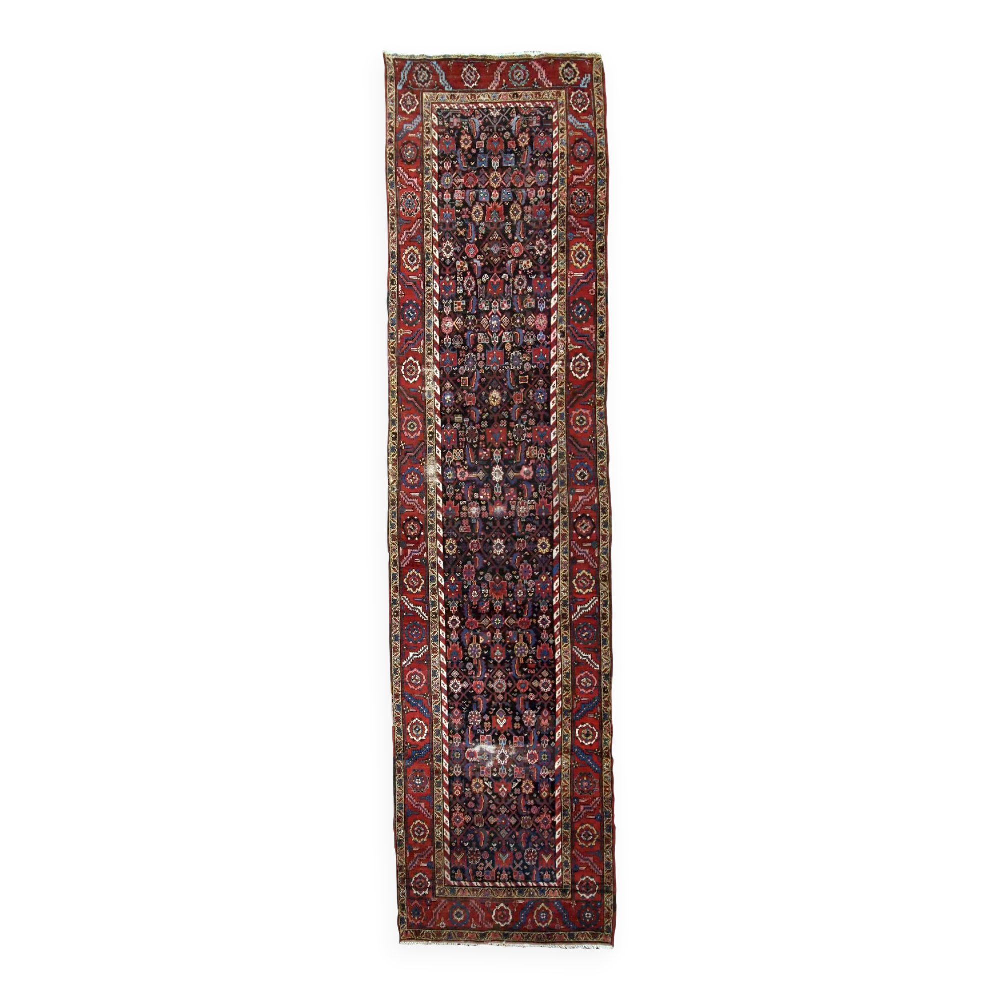 Handmade antique Persian Bakshaish runner 97cm x 375cm 1880s