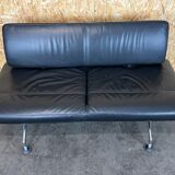 1990s Area Lounge Sofa Leather Sofa by Antonio Citterio for Vitra Chrom Design