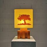 Solid elm lamp from Maison Regain, 1970