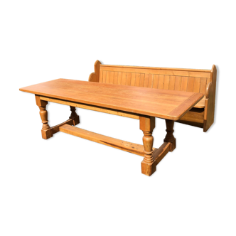 Wooden table and bench