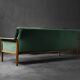 Vintage Mid-Century Modern Rosewood & Green Velour 3-Seater Sofa and Chair