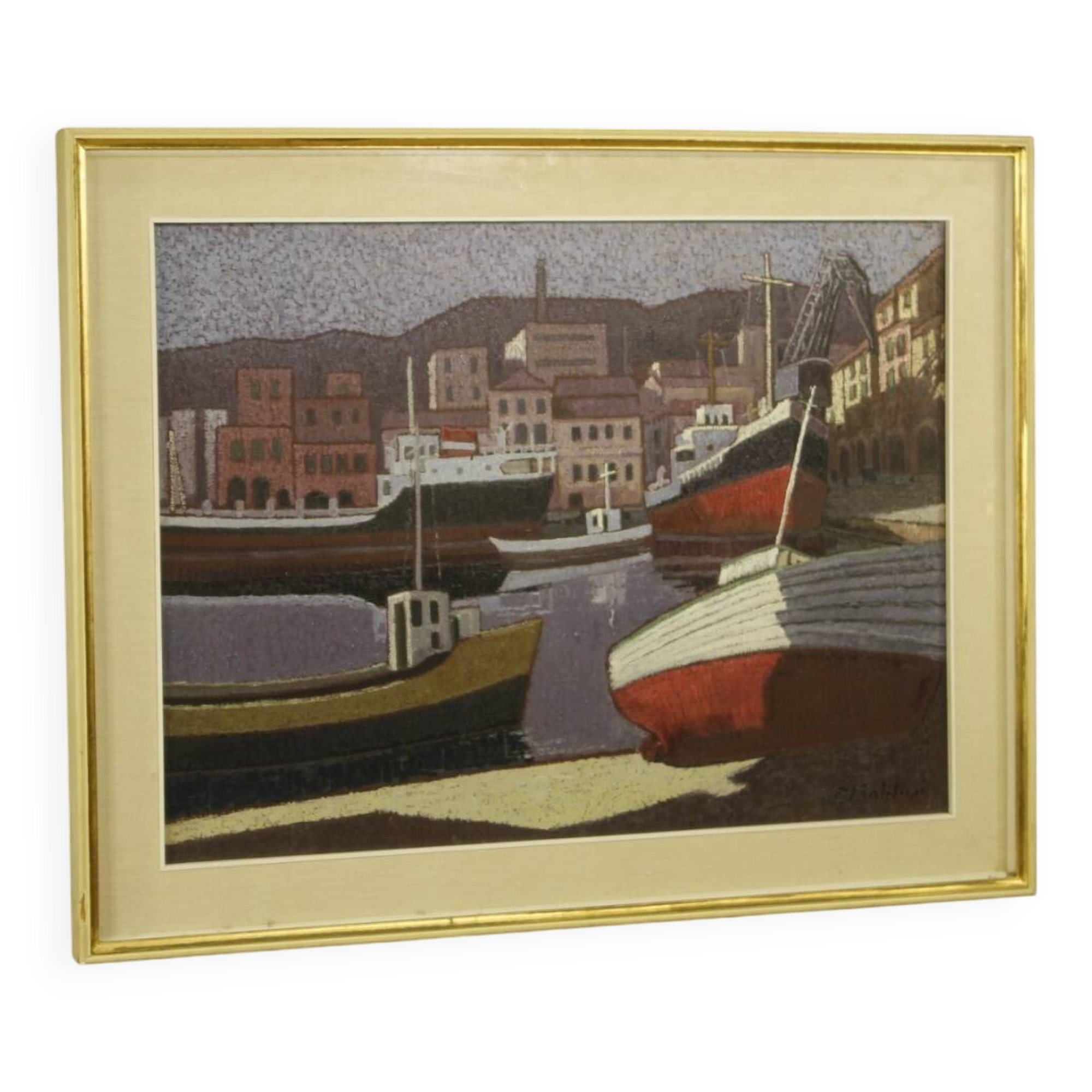 Signed Italian seascape painting from the 20th century