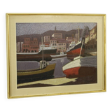 Signed Italian seascape painting from the 20th century