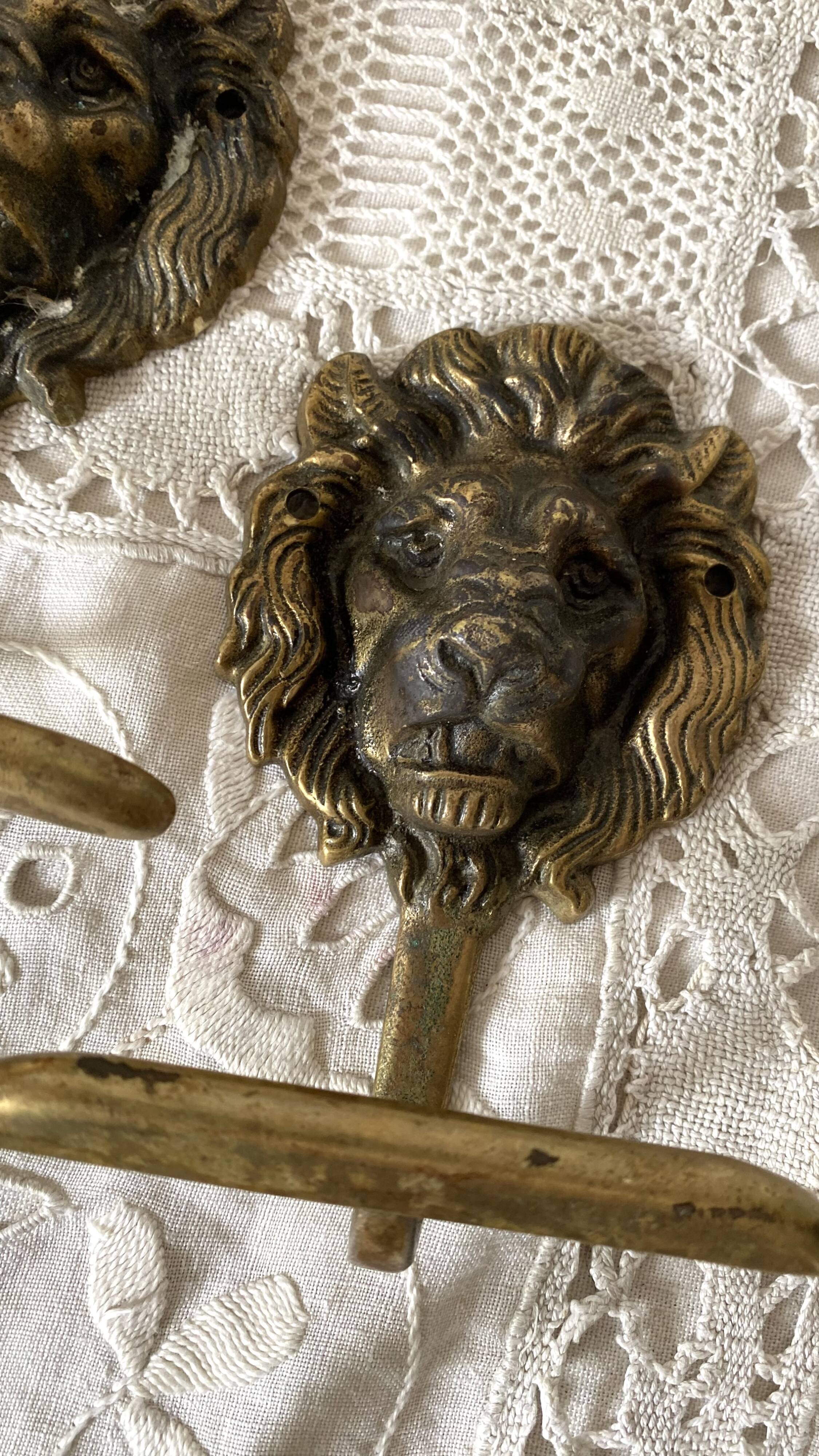 Brass lion head hooks