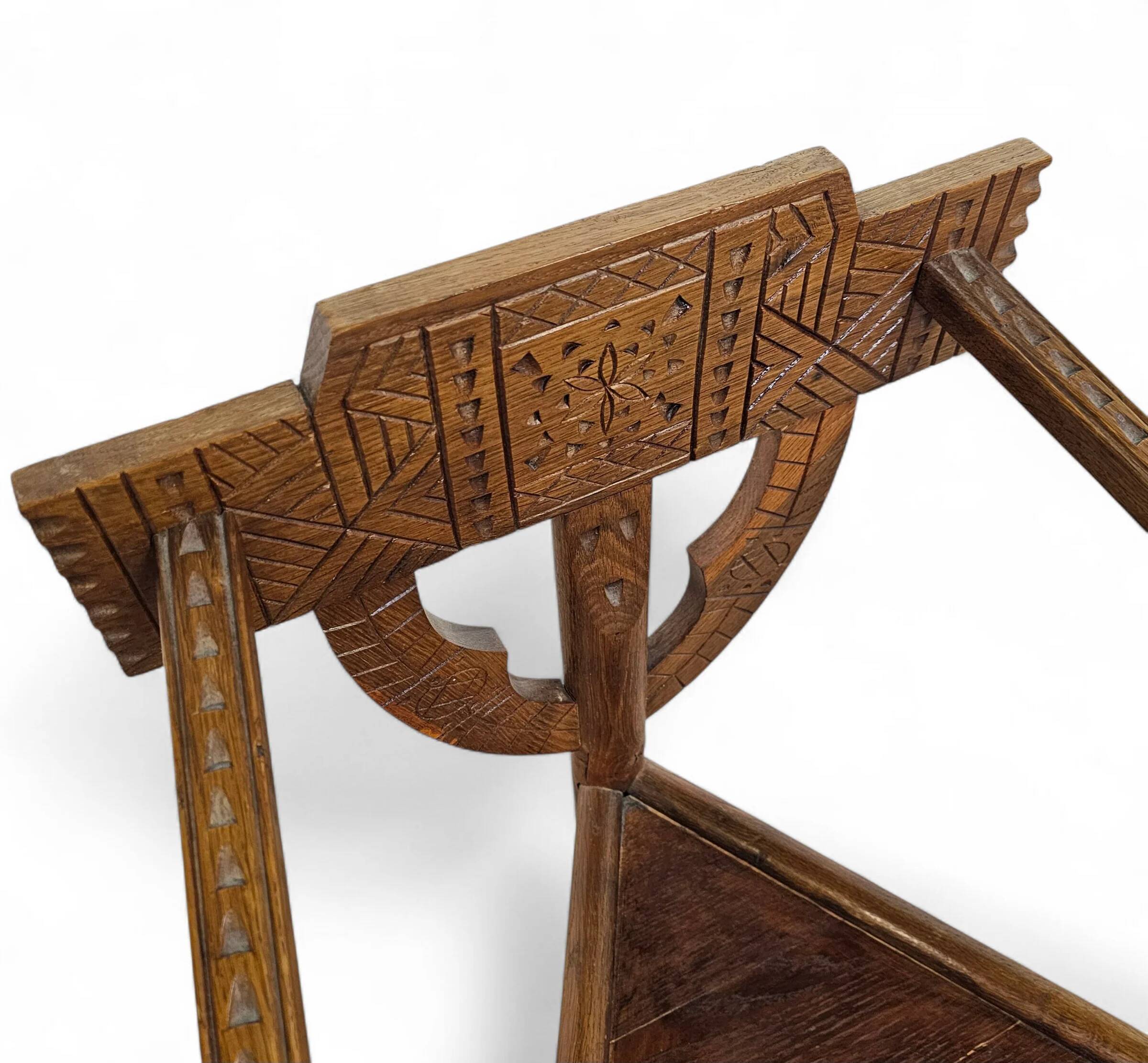 Carved Swedish monk chairs, style attributed to Bernhard Hoettger, made in Sweden, 1940s
