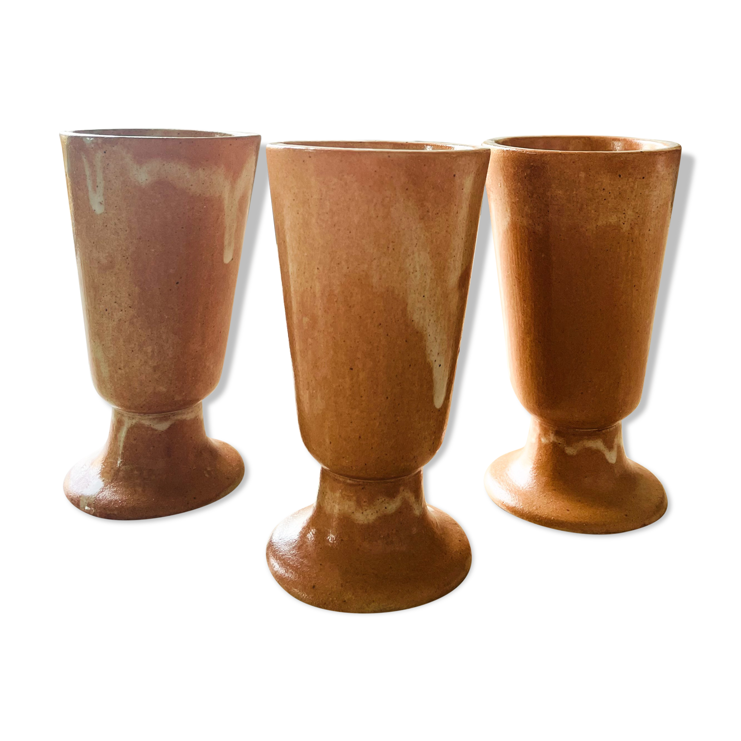 Set of 3 vintage stoneware mazagrans