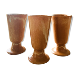 Set of 3 vintage stoneware mazagrans