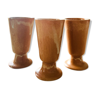 Set of 3 vintage stoneware mazagrans