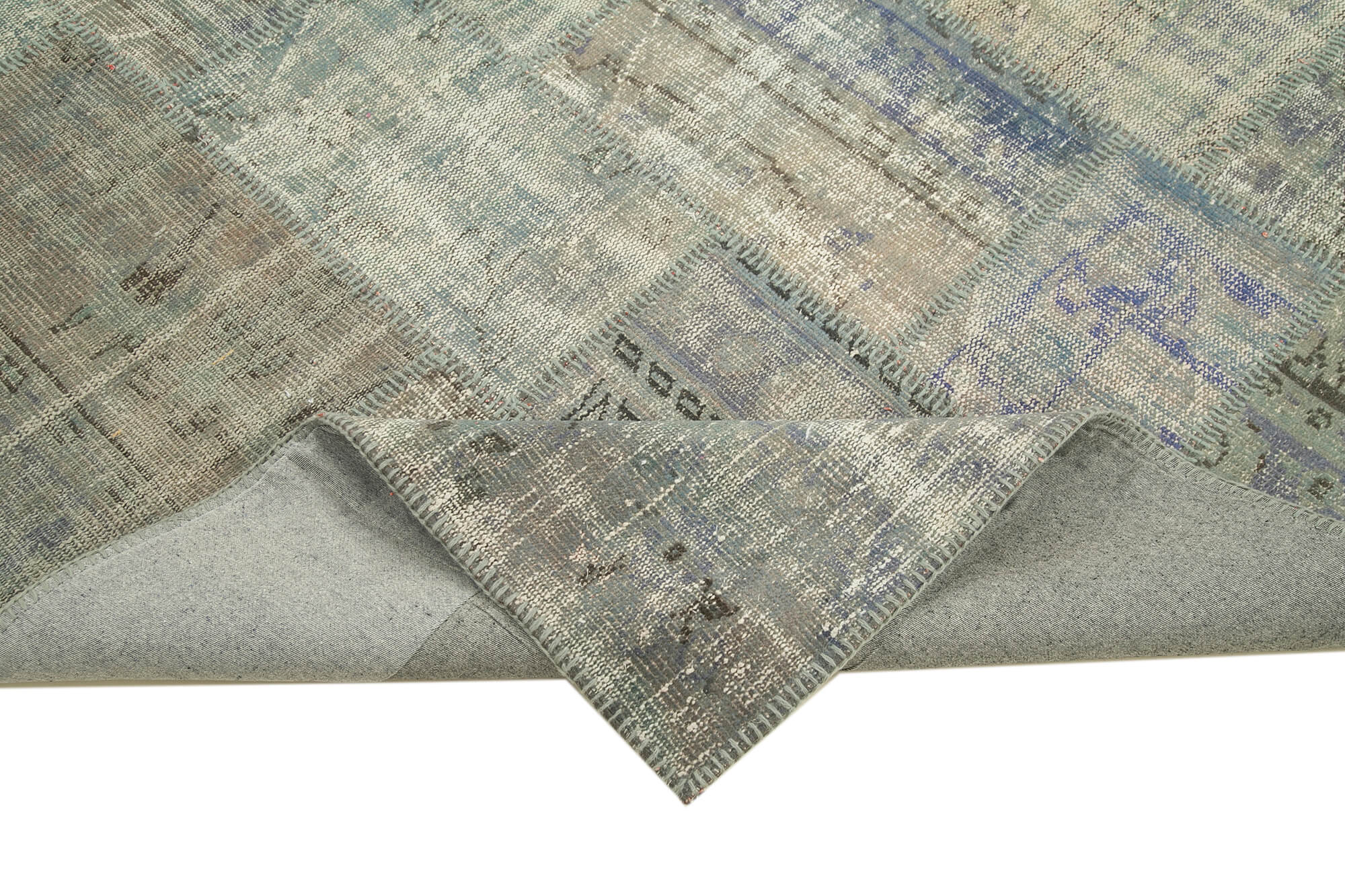 Hand-knotted oriental vintage 175 cm x 245 cm grey patchwork carpet