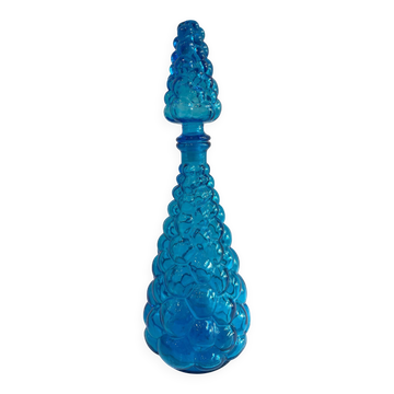 Large vintage blue pool glass carafe