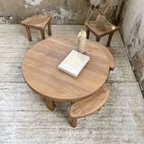 Circular elm coffee table from the 1950s
