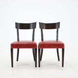 1950s Red Leather Dining Chairs for UP Czechoslovakia, Set of 4