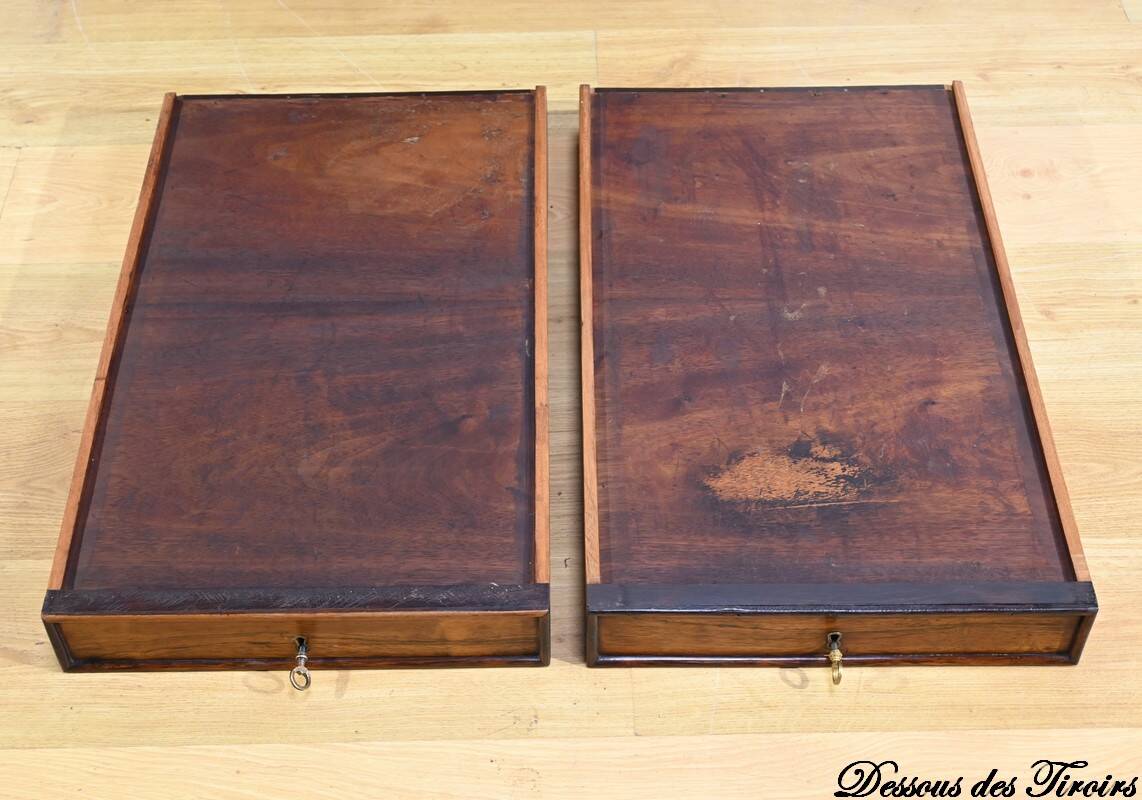 Desk Table with Shutters in Solid Rosewood, Restoration Period – Early 19th Century