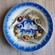 Hollow plate Moulin des Loups Hamage France, blue and white swan decoration.