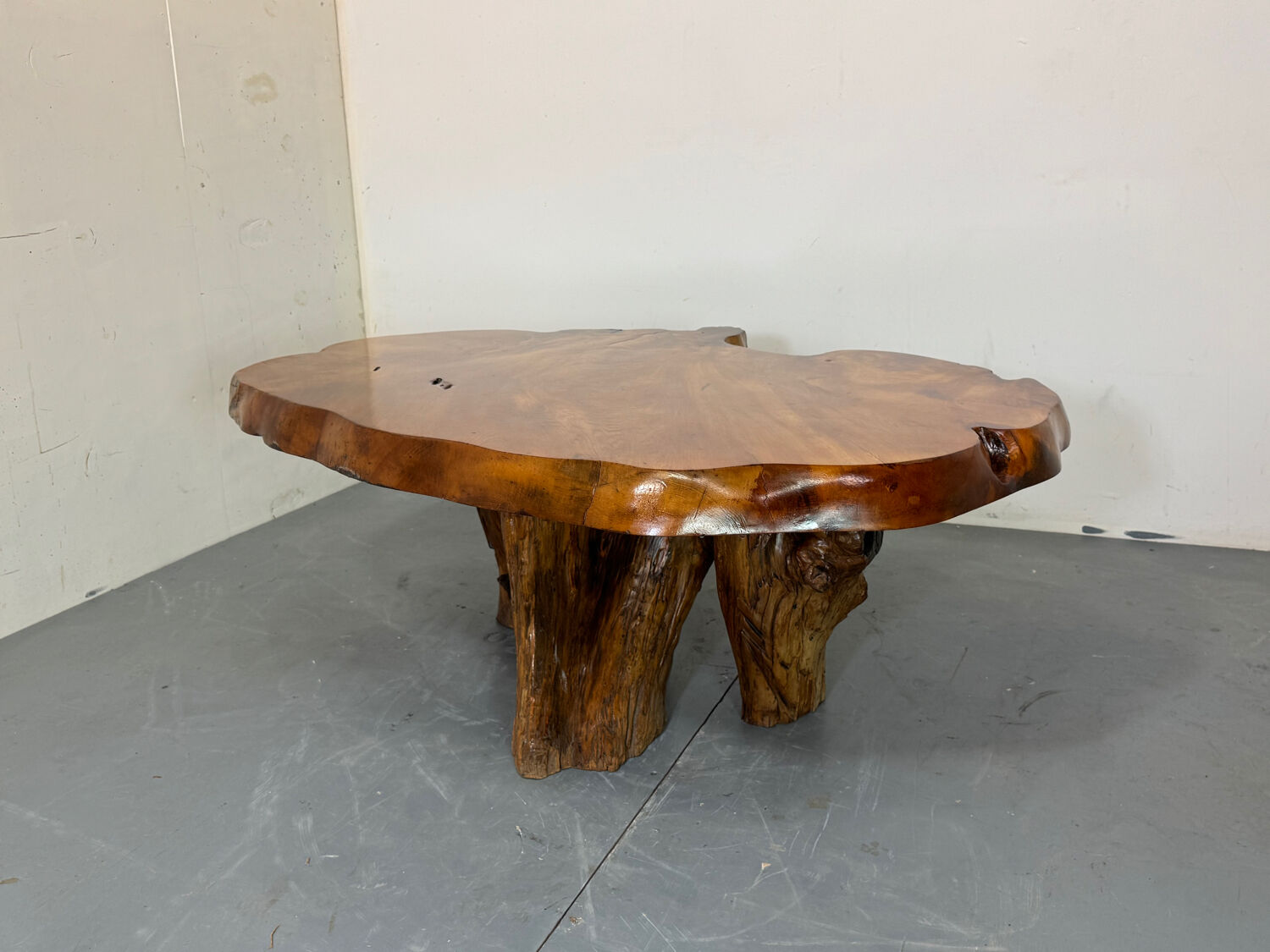 Mid-Century Brutalist Wabi Sabi Organic Natural Burl Wood Coffee Table