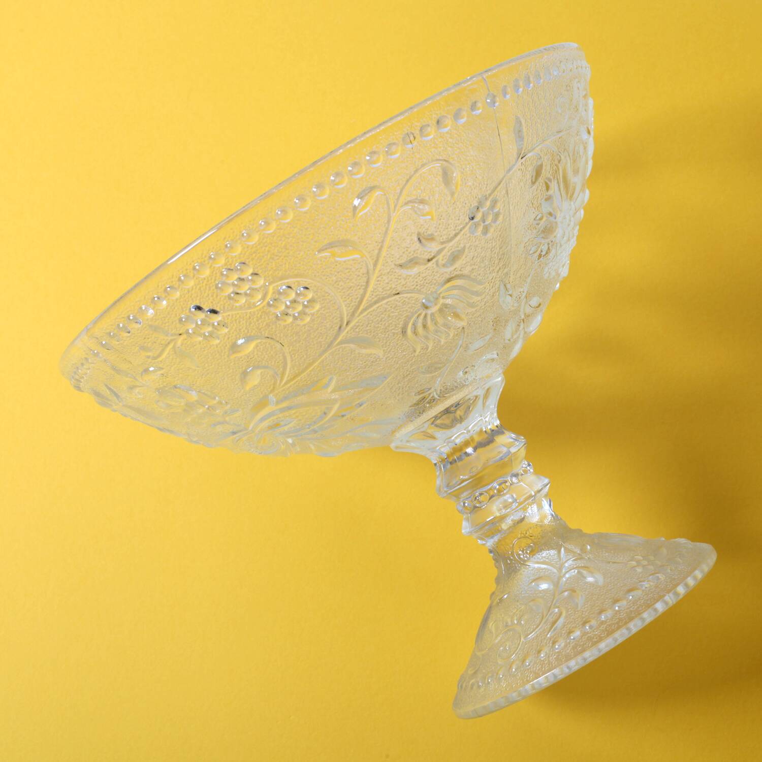 Pressed Glass Pedestal Bowl: Cibulak Pavel Panek Design / 1974