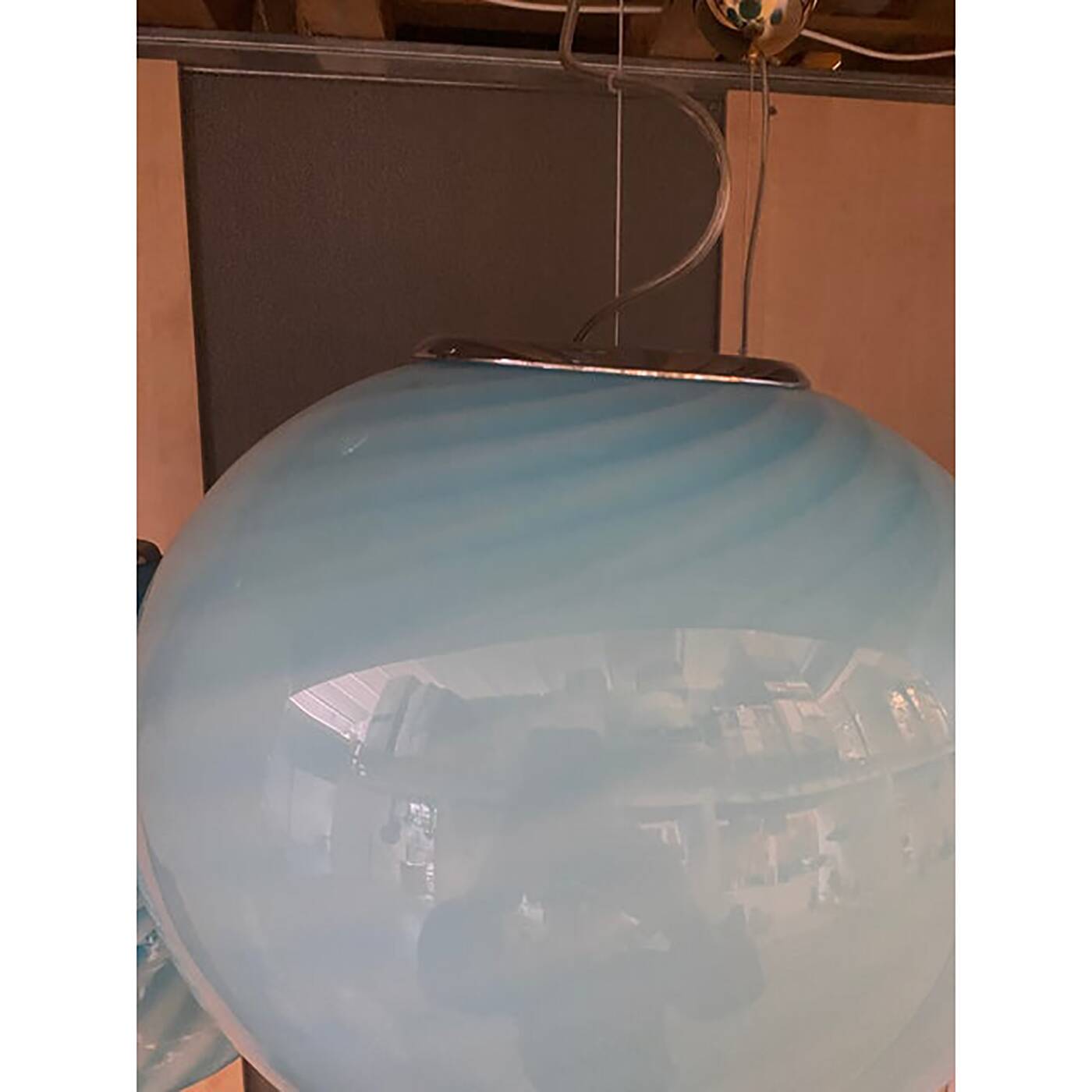 Glass Pendant Swirling Blue and White