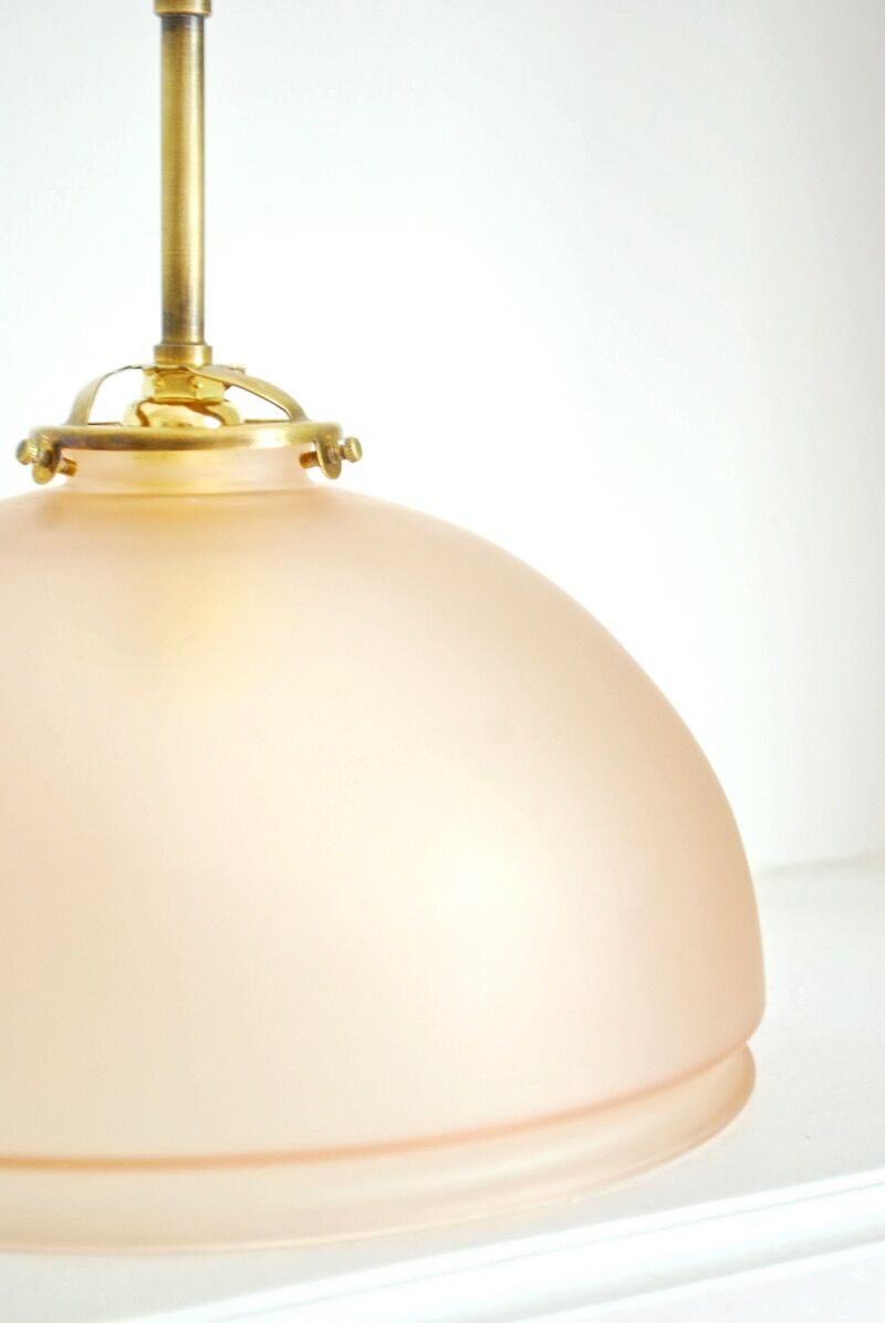 Salmon pink glass hanging