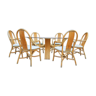 Ensemble table bambou et chaises