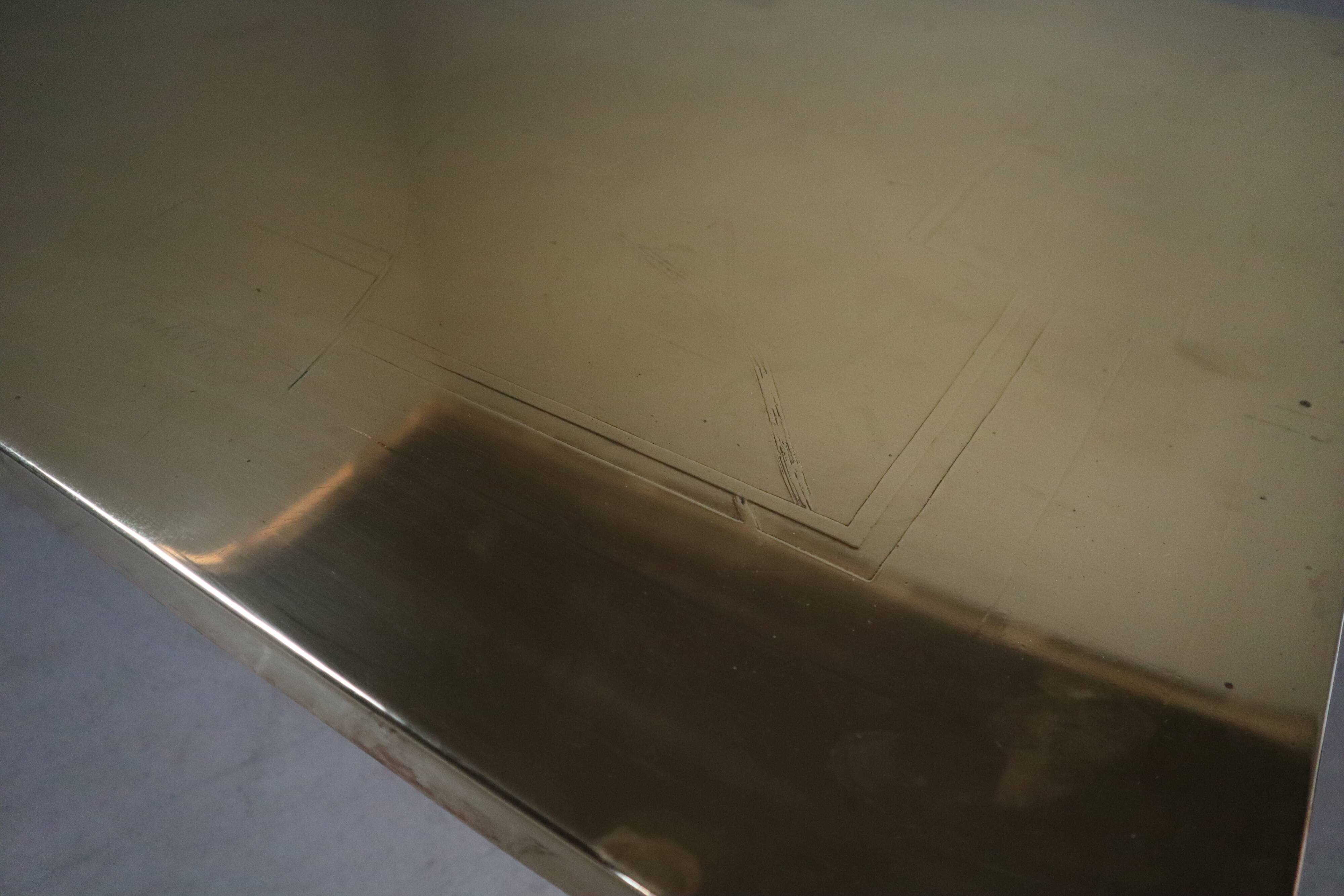 Christian Heckscher etched brass coffee table, Belgium 1970s