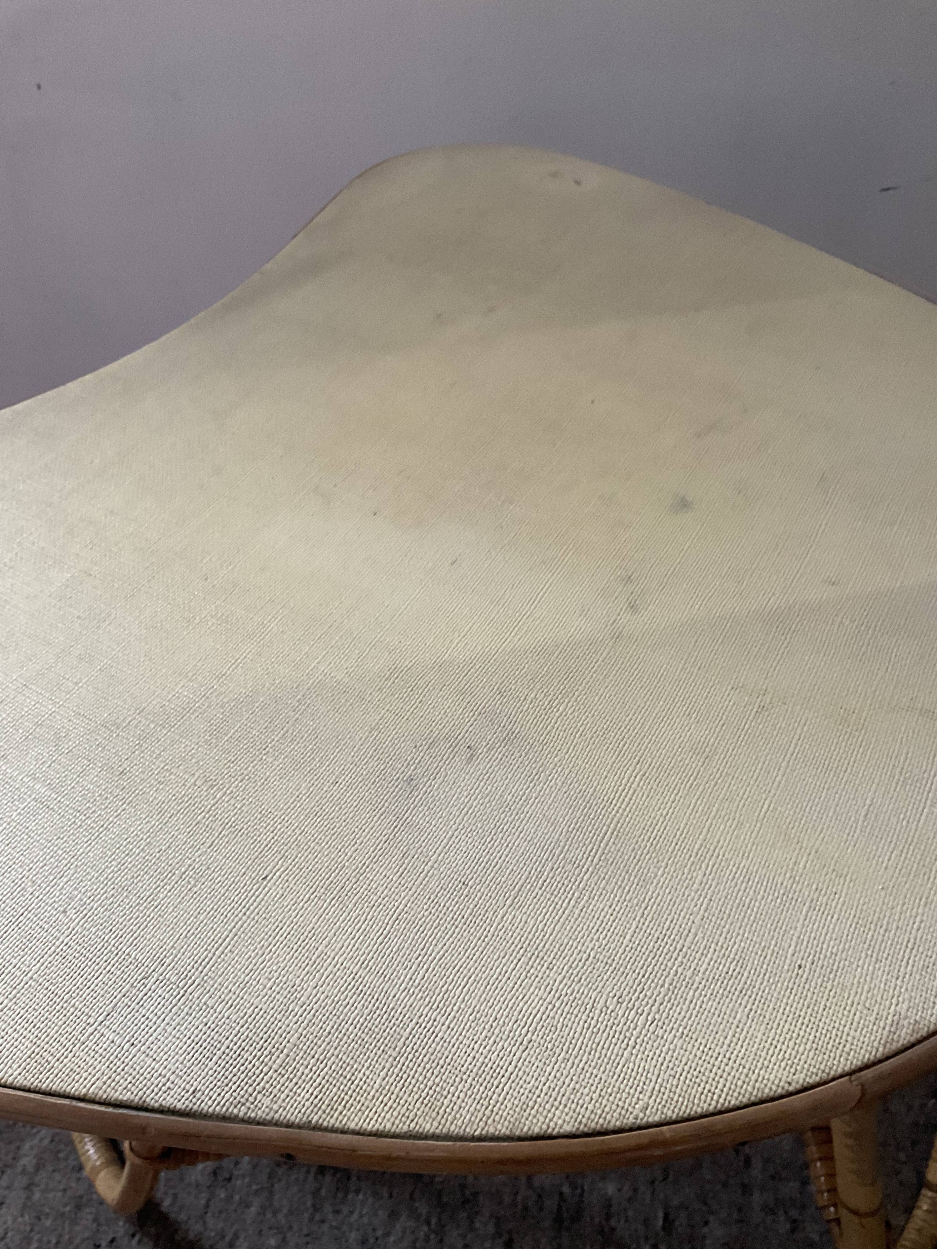 Asymmetrical rattan coffee table tripod foot, 60s