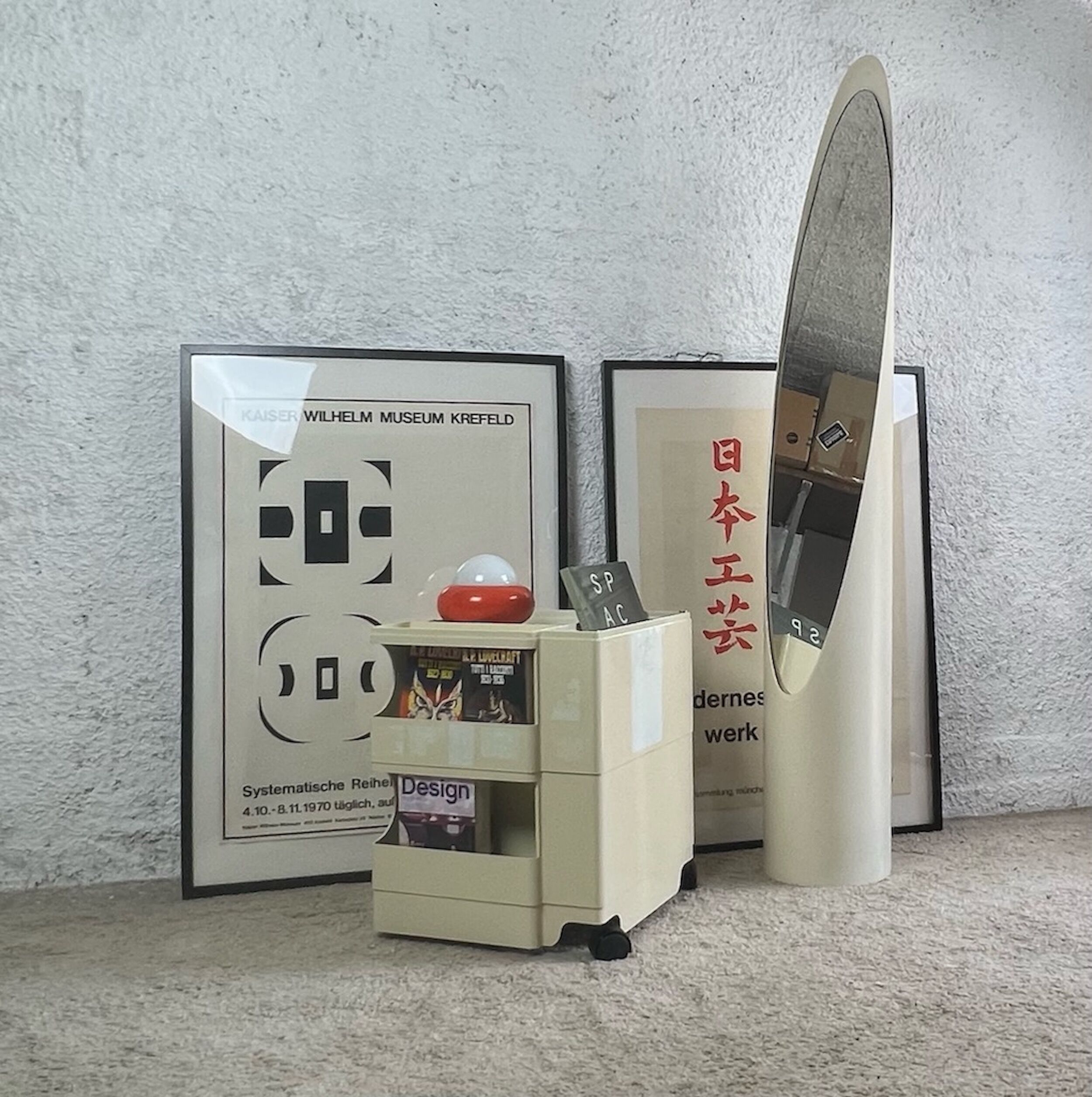 Lipstick Mirror in Ivory by Rodolfo Bonetto for Olivari, 70s