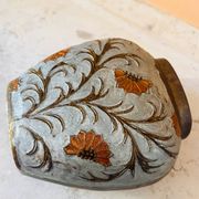 Vintage enamelled brass vase