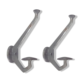 Pair of aluminum coat hooks 70s
