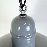 Industrial Grey Enamel Factory Pendant Lamp, 1960s