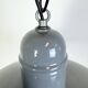 Lampe suspendue en émail gris industriel, années 1960