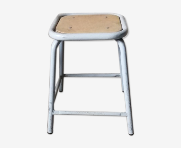 Tabouret industriel gris métallique