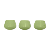 Set of 3 biot bubbled glass candlesticks, green