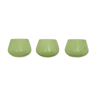 Set of 3 biot bubbled glass candlesticks, green