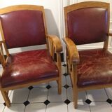Lot of 2 wooden colonial-style armchairs