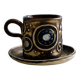 Tasse à café et soucoupe en céramique rustique