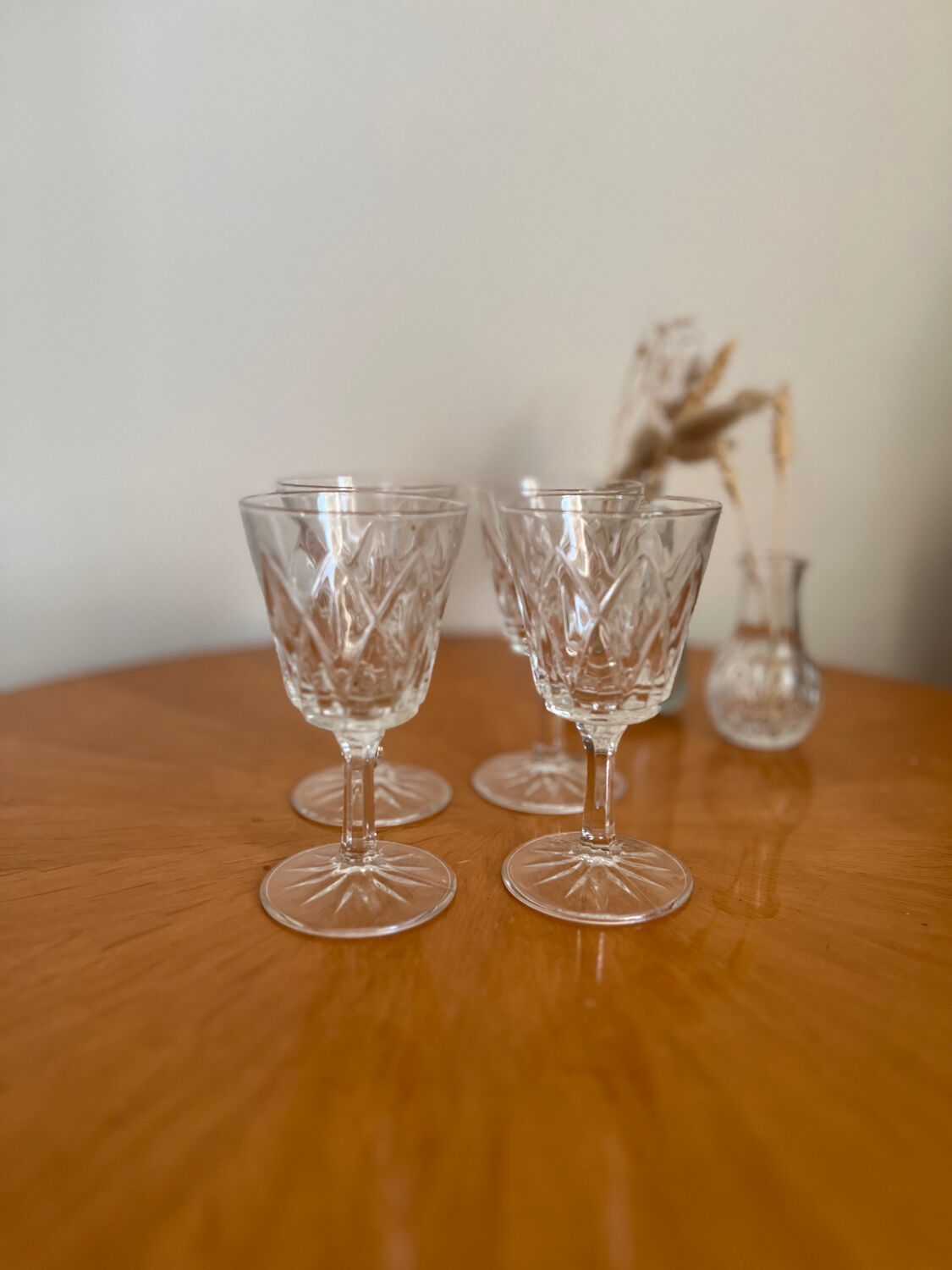 Set of 4 Reims crystal glasses 1950