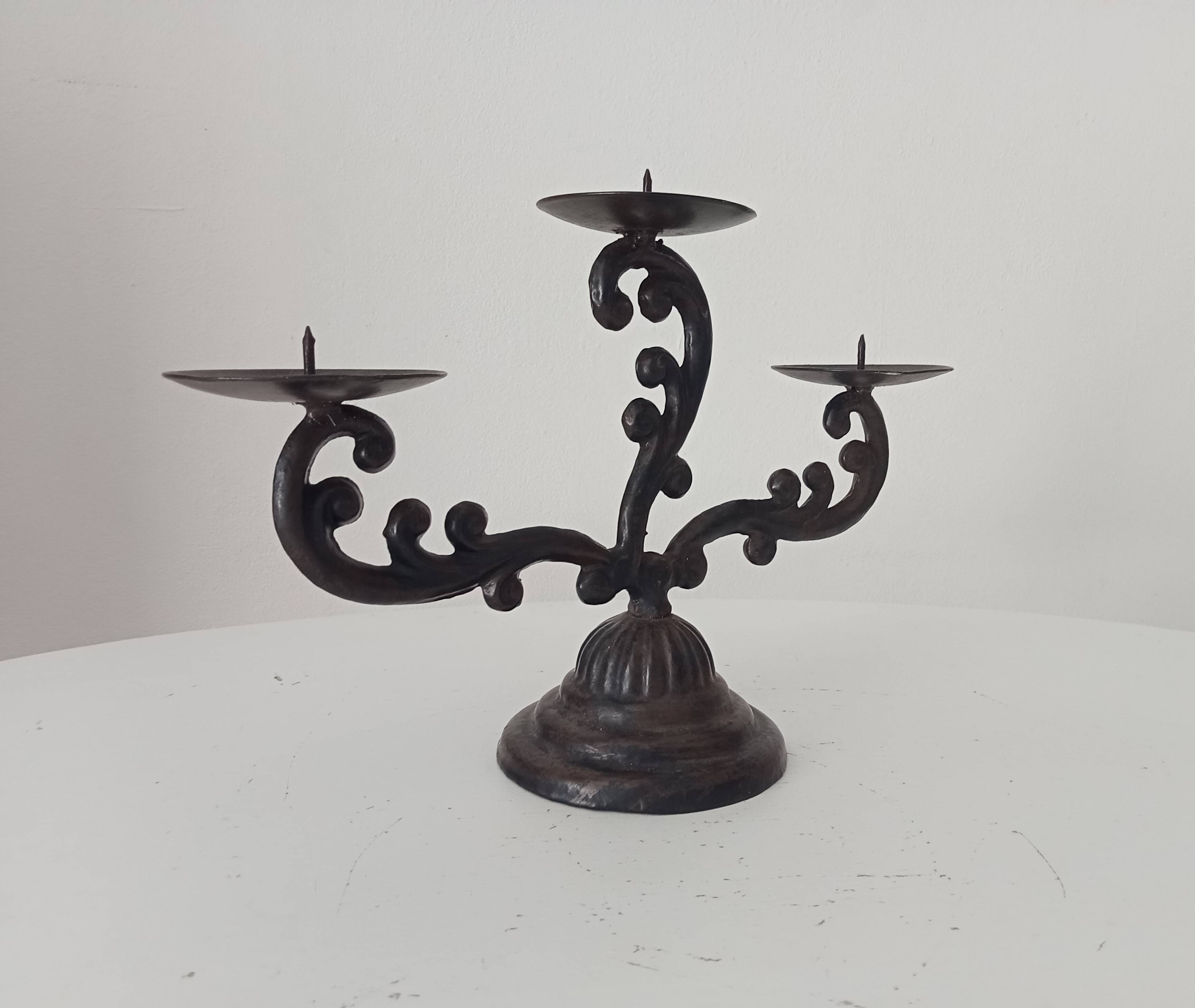 Old enamelled cast iron chandelier