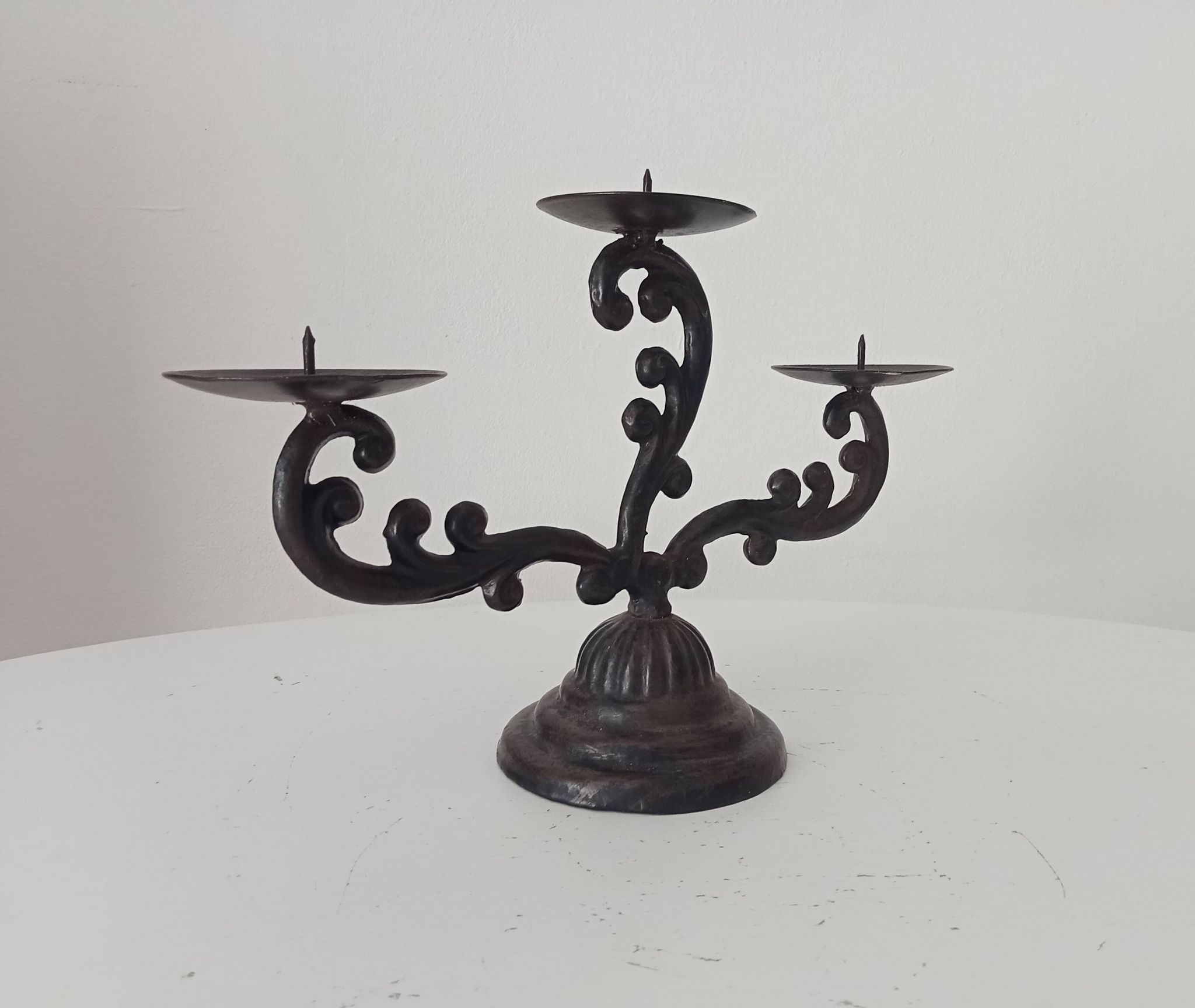 Old enamelled cast iron chandelier