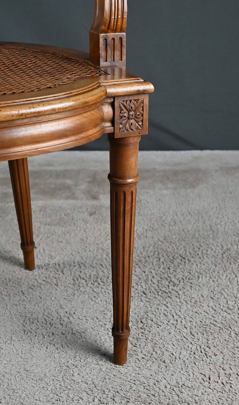 Small Office Armchair in Walnut, Louis XVI style – Late 19th century